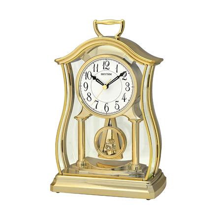 นาฬิกาตั้งโต๊ะพลาสติก RHYTHM CRP611WR18 11X7 นิ้ว สีทอง