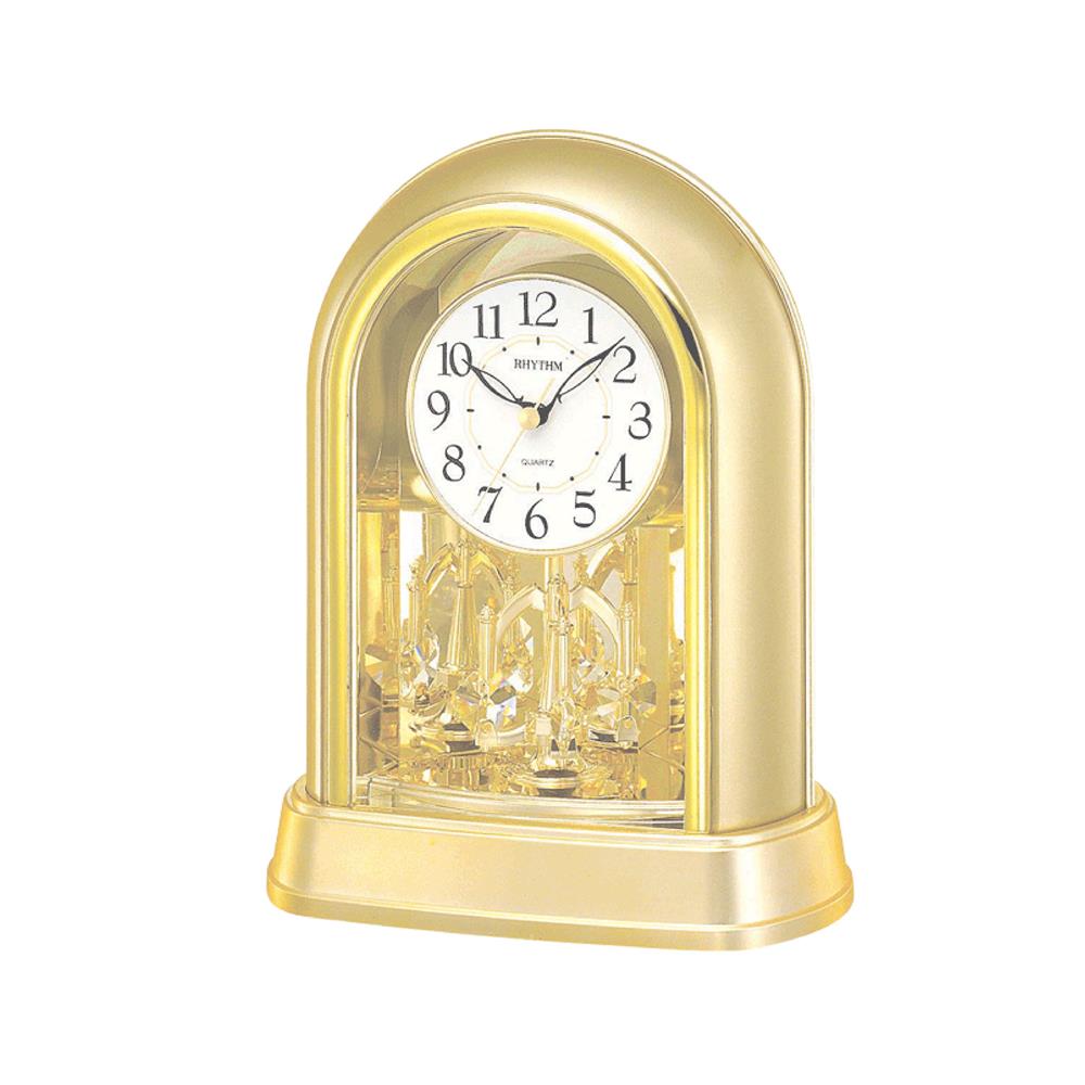 นาฬิกาตั้งโต๊ะพลาสติก RHYTHM 4SG696WR18 10.5X8 นิ้ว สีทอง