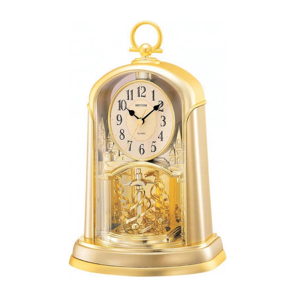 นาฬิกาตั้งโต๊ะพลาสติก RHYTHM 4SG713WR18 11.5X7 นิ้ว สีทอง