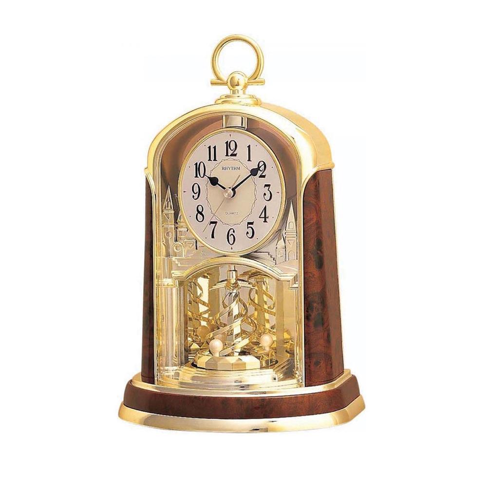 นาฬิกาตั้งโต๊ะพลาสติก RHYTHM 4SG713WS23 11.5X7 นิ้ว สีน้ำตาล