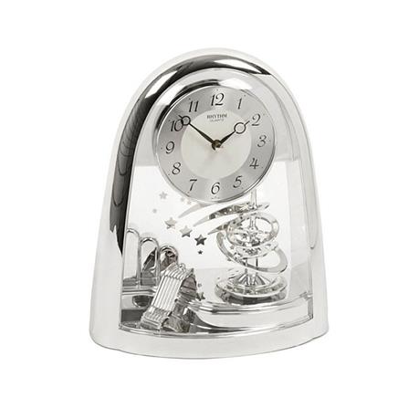 นาฬิกาตั้งโต๊ะพลาสติก RHYTHM 4SG607WS19 9X7.5 นิ้ว สีเงิน