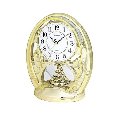 นาฬิกาตั้งโต๊ะพลาสติก RHYTHM 4SG768WR18 10X8 นิ้ว สีทอง