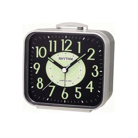 นาฬิกาตั้งโต๊ะพลาสติก RHYTHM CRA629NR19 3.5X3.5 นิ้ว สีเงิน