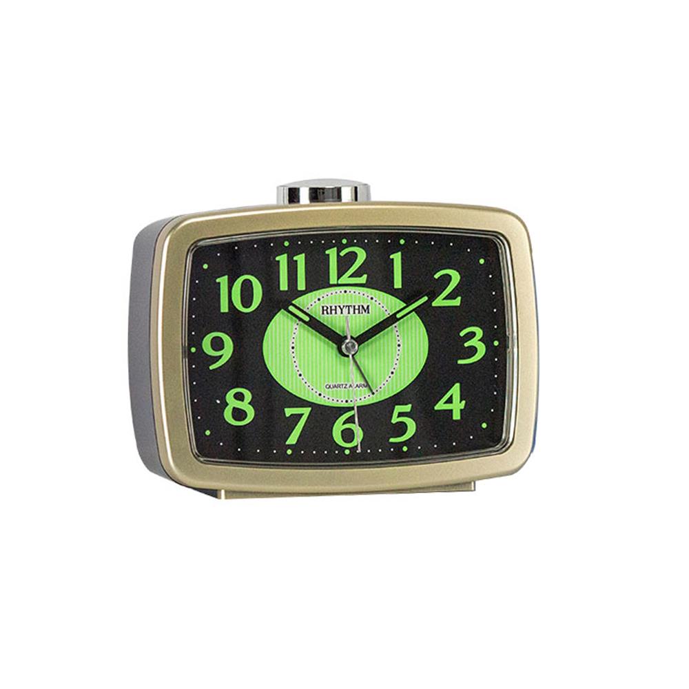 นาฬิกาตั้งโต๊ะพลาสติก RHYTHM CRA630NR18 3.5X4.5 นิ้ว สีทอง