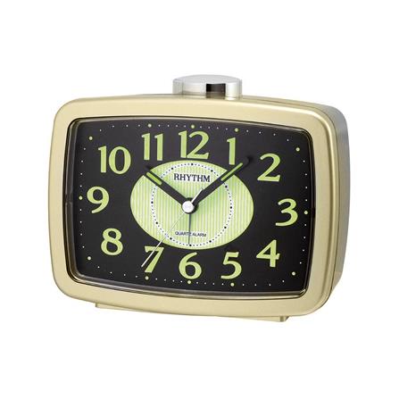 นาฬิกาตั้งโต๊ะพลาสติก RHYTHM CRA630NR18 3.5X4.5 นิ้ว สีทอง