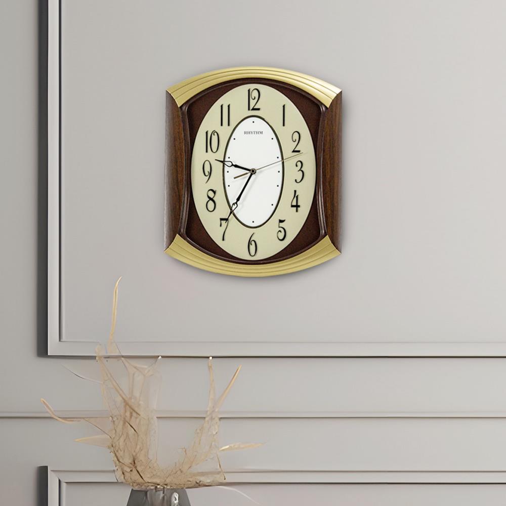 นาฬิกาแขวน RHYTHM CMG856NR06 14X11.5 นิ้ว สีน้ำตาล