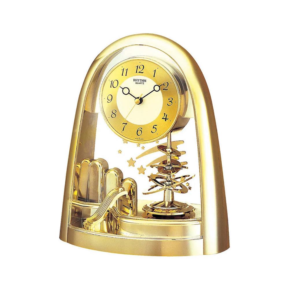 นาฬิกาตั้งโต๊ะ พลาสติก RHYTHM 4SG607WS65 9X7.5 นิ้ว สีทอง