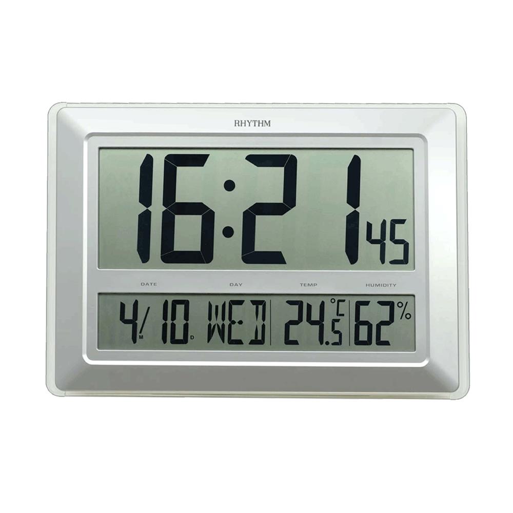 นาฬิกาตั้งโต๊ะพลาสติก RHYTHM LCW015NR19 11.5X15.5 นิ้ว สีขาว