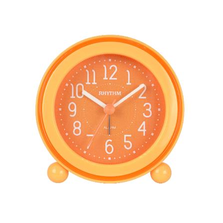 นาฬิกาตั้งโต๊ะพลาสติก RHYTHM CRE308NR14 3X3 นิ้ว สีส้ม
