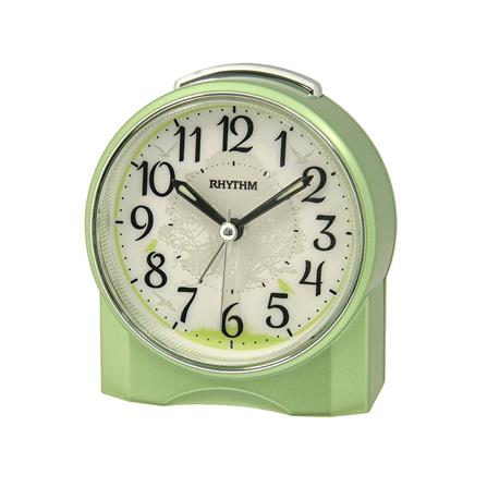 นาฬิกาตั้งโต๊ะพลาสติก RHYTHM CRE305NR05 4X3.5 นิ้ว สีเขียว