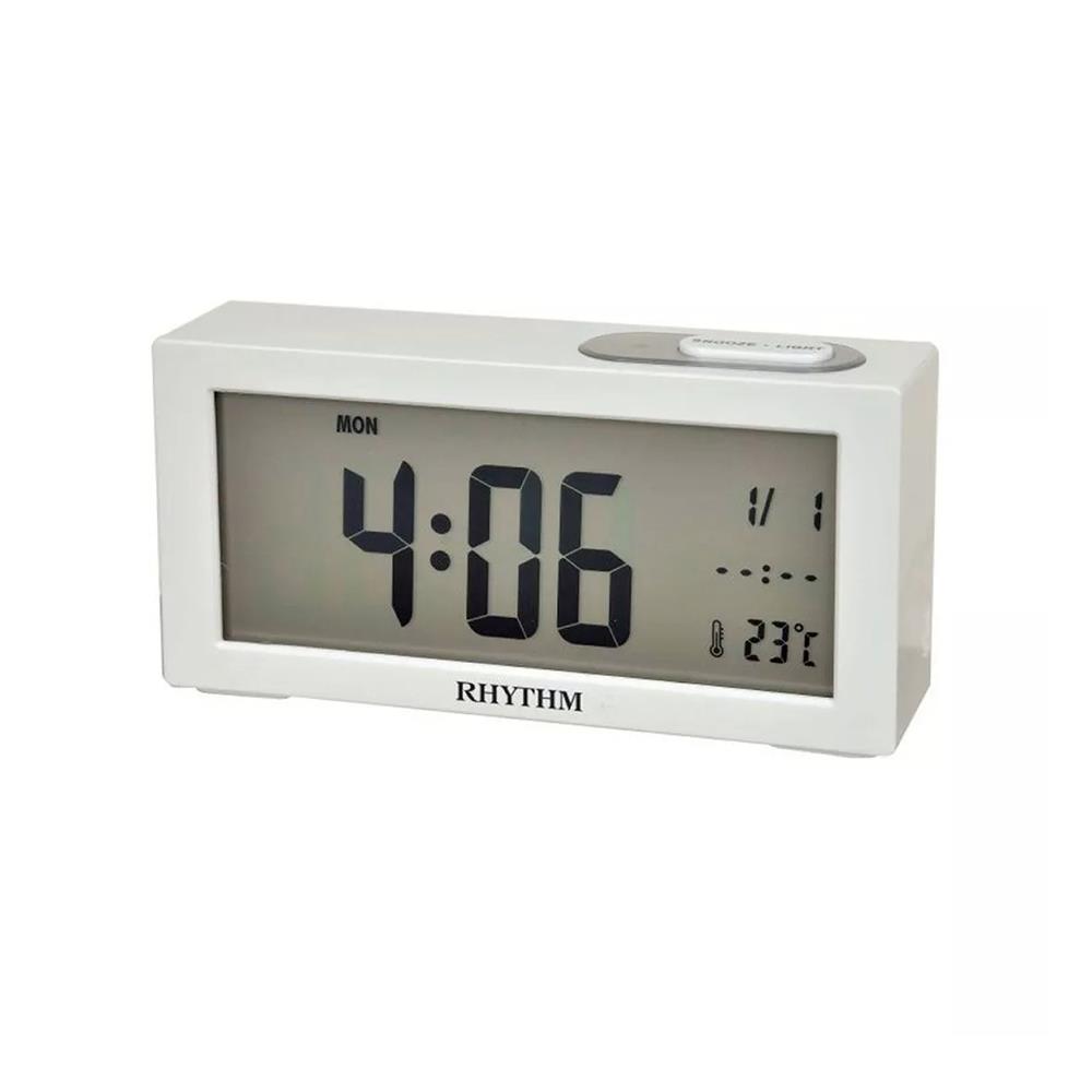 นาฬิกาตั้งโต๊ะพลาสติก RHYTHM LCT092NR03 2.5X5.5 นิ้ว สีขาว