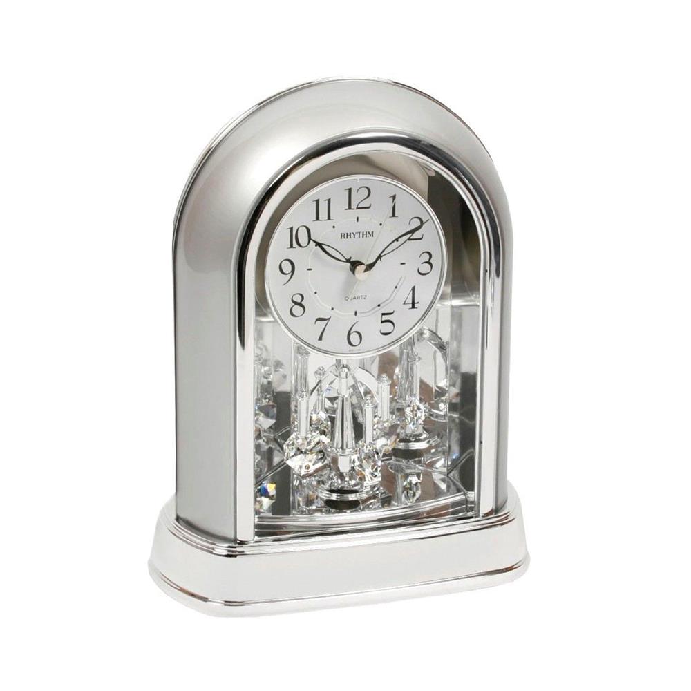 นาฬิกาตั้งโต๊ะพลาสติก RHYTHM 4SG696WR19 10X8 นิ้ว สีเงิน