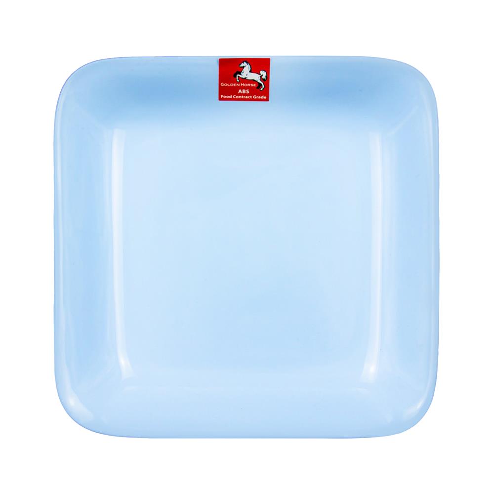 จานเหลี่ยม ABS 7.5 นิ้ว GOLDEN HORSE สีฟ้า
