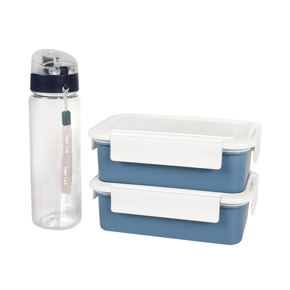 ชุดกล่องอาหาร+กระเป๋า SUPER LOCK SET PPP สีน้ำเงิน