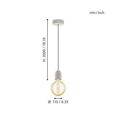 ไฟช่อ EGLO YORTH สีเทา 1 หัว_2