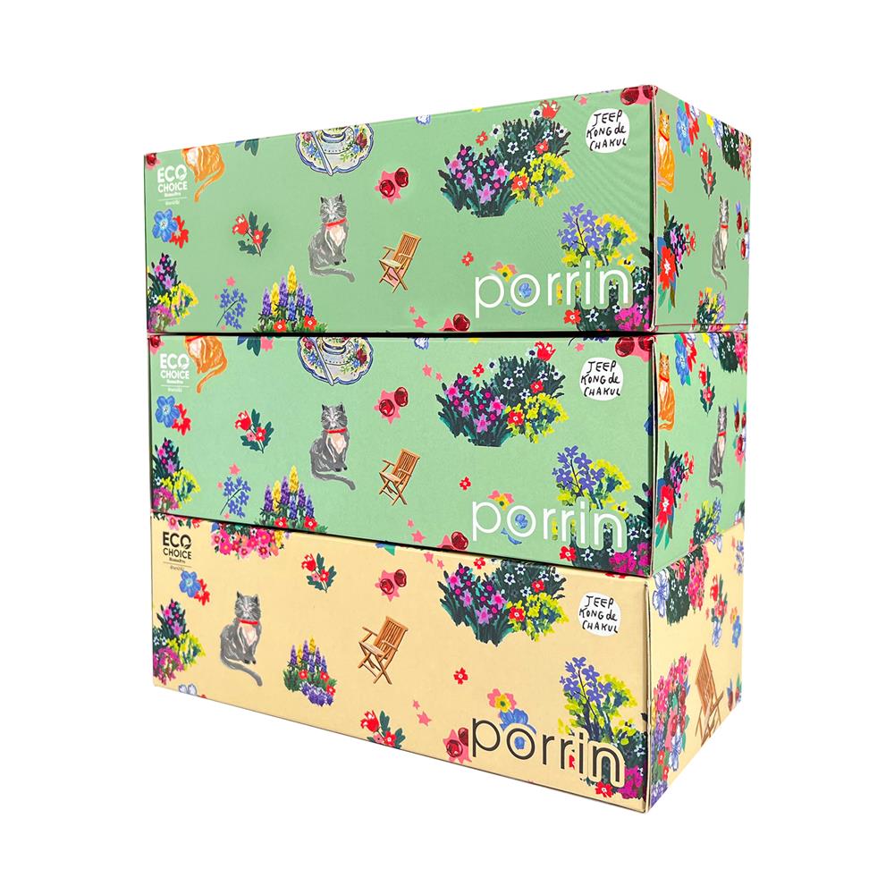 กระดาษเช็ดหน้า PORRIN BOX X-JEEP 150 แผ่น แพ็ค 3