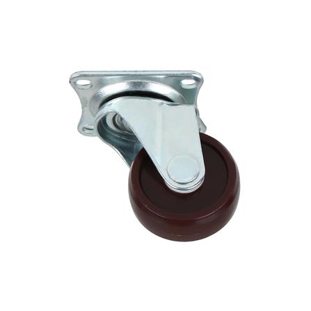 ลูกล้อโพลียูรีเทน LEON แป้นหมุน ไม่มีเบรก 1.25 นิ้ว สีแดง