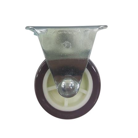 ลูกล้อโพลียูรีเทน LEON แป้นตาย ไม่มีเบรก 2 นิ้ว สีแดง