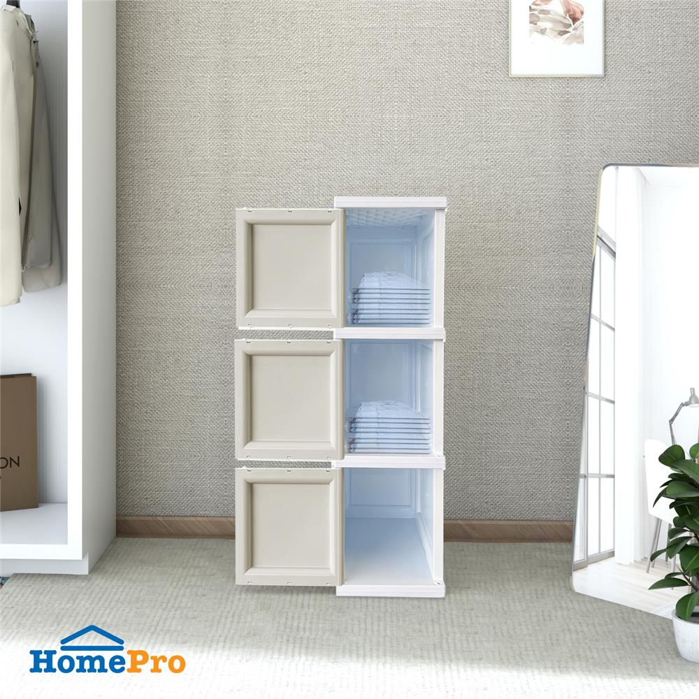 ตู้บานเปิด 3 ชั้น STACKO TOWERBOX VID 34X50X121 ซม. สีเทา