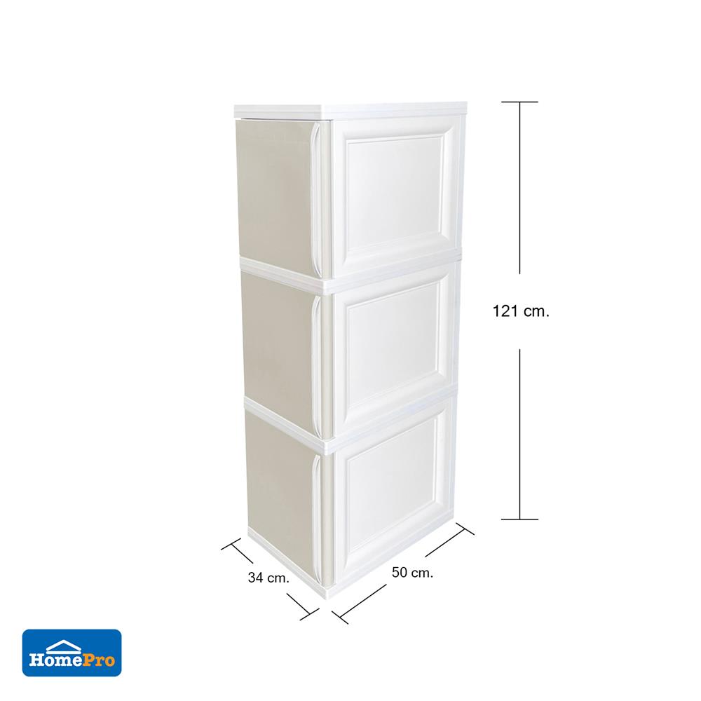 ตู้บานเปิด 3 ชั้น STACKO TOWERBOX VID 34X50X121 ซม. สีเทา