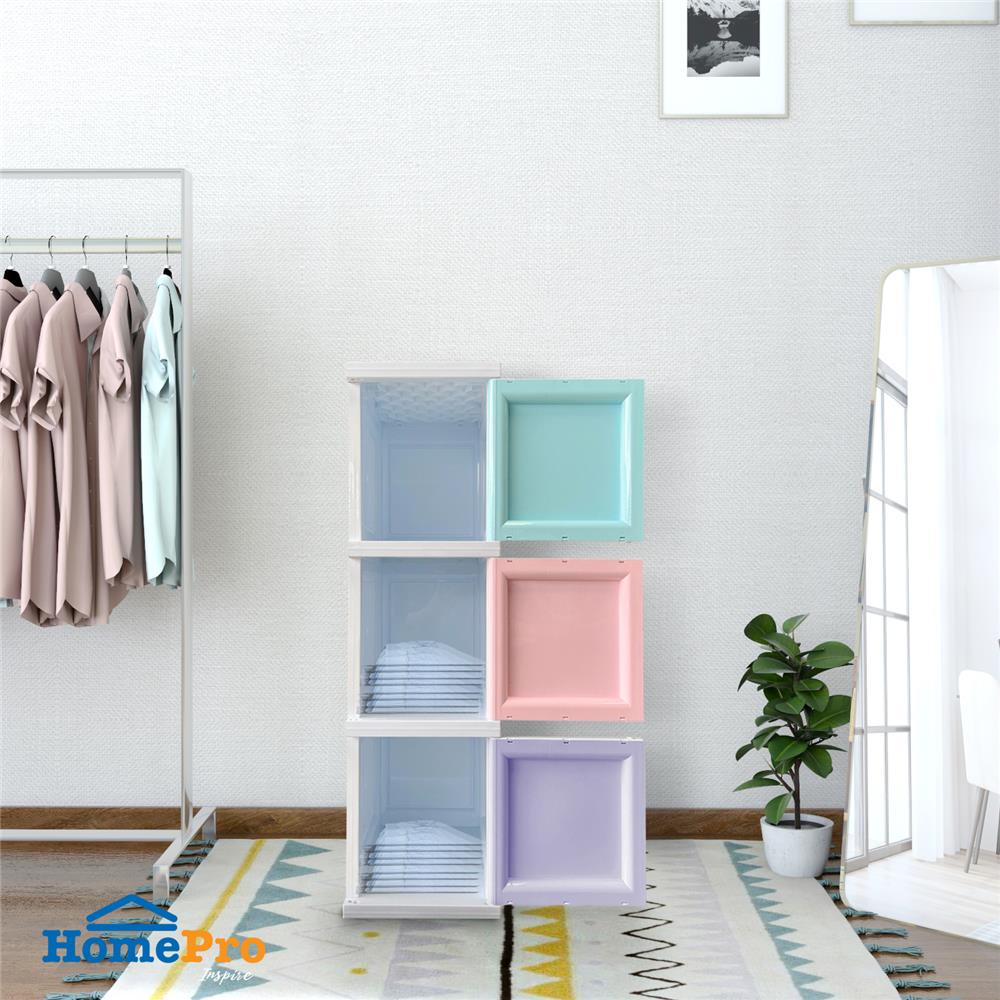 ตู้บานเปิด 3 ชั้น STACKO TOWERBOX VID 34X50X121 ซม. PASTEL