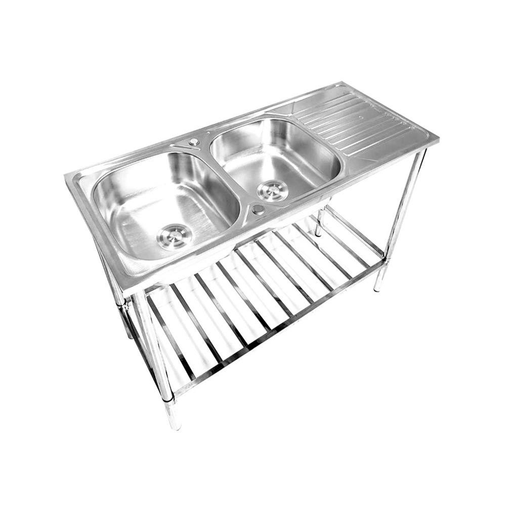 ซิงค์ขาตั้ง 2 หลุม 1 ที่พัก TECNOSTAR STT 125018 สีเงิน