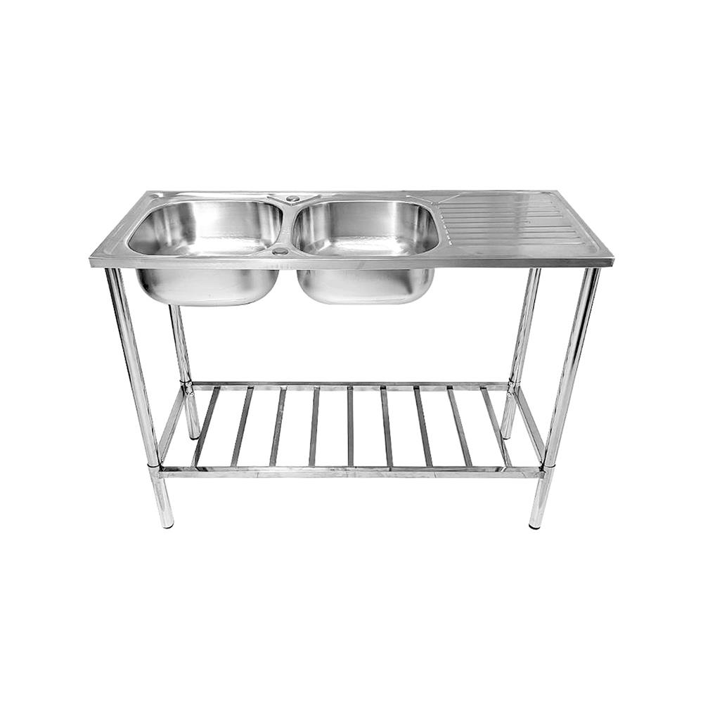 ซิงค์ขาตั้ง 2 หลุม 1 ที่พัก TECNOSTAR STT 125018 สีเงิน