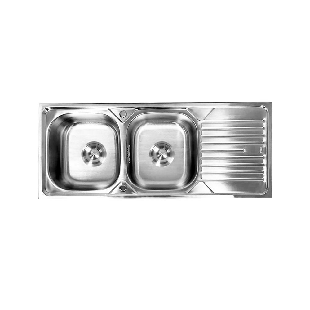 ซิงค์ขาตั้ง 2 หลุม 1 ที่พัก TECNOSTAR STT 125018 สีเงิน