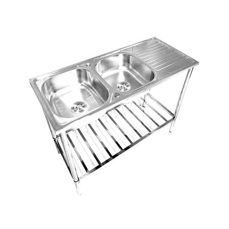 ซิงค์ขาตั้ง 2 หลุม 1 ที่พัก TECNOSTAR STT 125018 สีเงิน_0