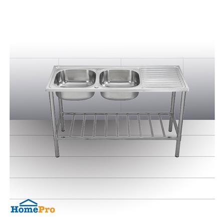 ซิงค์ขาตั้ง 2 หลุม 1 ที่พัก TECNOSTAR STT 125018 สีเงิน_3