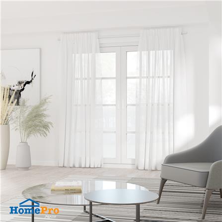 ผ้าม่านโปร่งซ่อนหู HOME LIVING STYLE BASIE 130X220 ซม. สีขาว_3