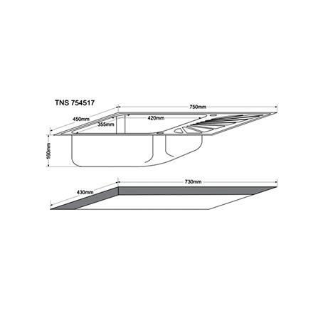 ซิงค์ฝัง 1 หลุม 1 ที่พัก TECNOSTAR TNS 754517 เงิน_3