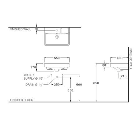 อ่างล้างหน้าแขวนพร้อมราวใต้อ่าง COTTO SC006317 สีขาว_1