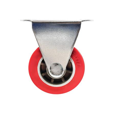 ลูกล้อโพลียูรีเทน LEON แป้นตาย ไม่มีเบรก 1.5 นิ้ว สีแดง_0