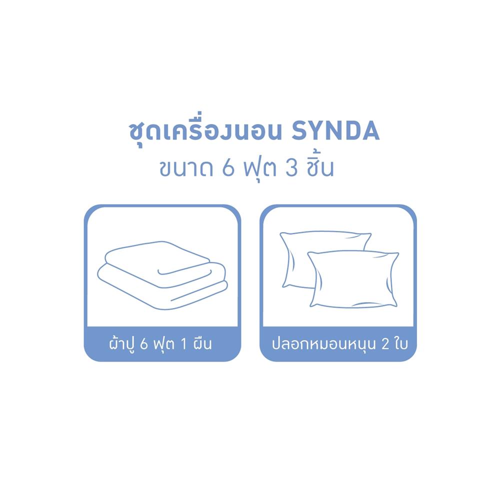ชุดผ้าปูที่นอน 6 ฟุต 3 ชิ้น SYNDA VASTNESSA สี GREY