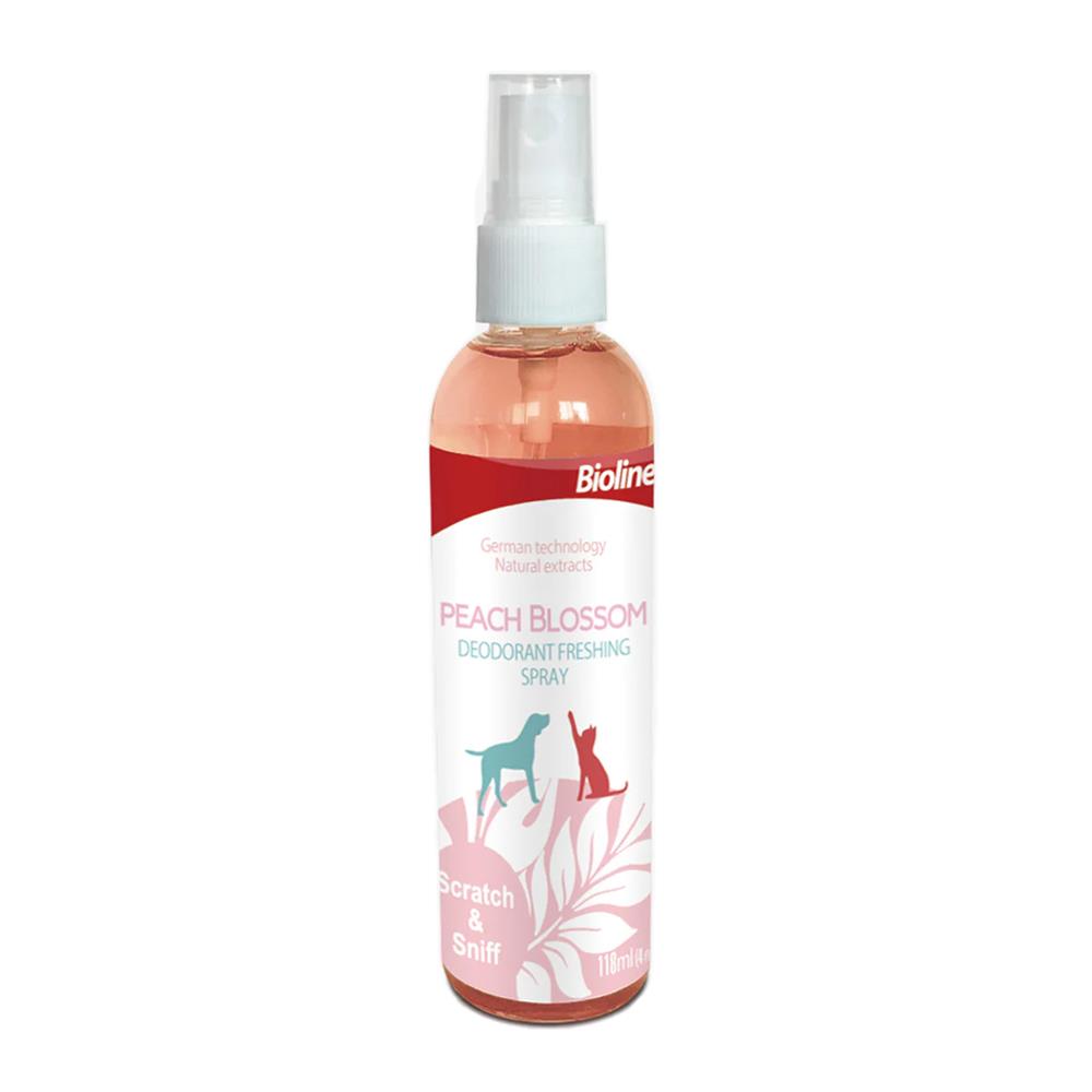 สเปรย์ขจัดกลิ่นตัวสุนัขและแมว BIOLINE PEACH BLOSSOM 118 มล.