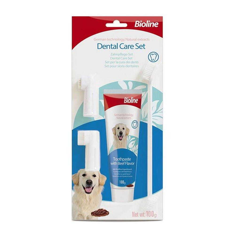 ชุดฝึกแปรงฟันสัตว์เลี้ยง BIOLINE TEETH CARE STARTER BEEF 100 ก.
