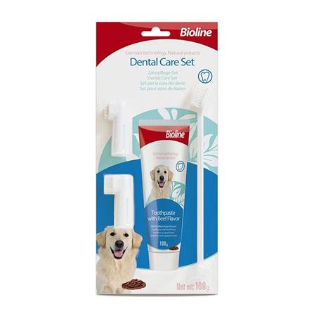 ชุดฝึกแปรงฟันสัตว์เลี้ยง BIOLINE TEETH CARE STARTER BEEF 100 ก.