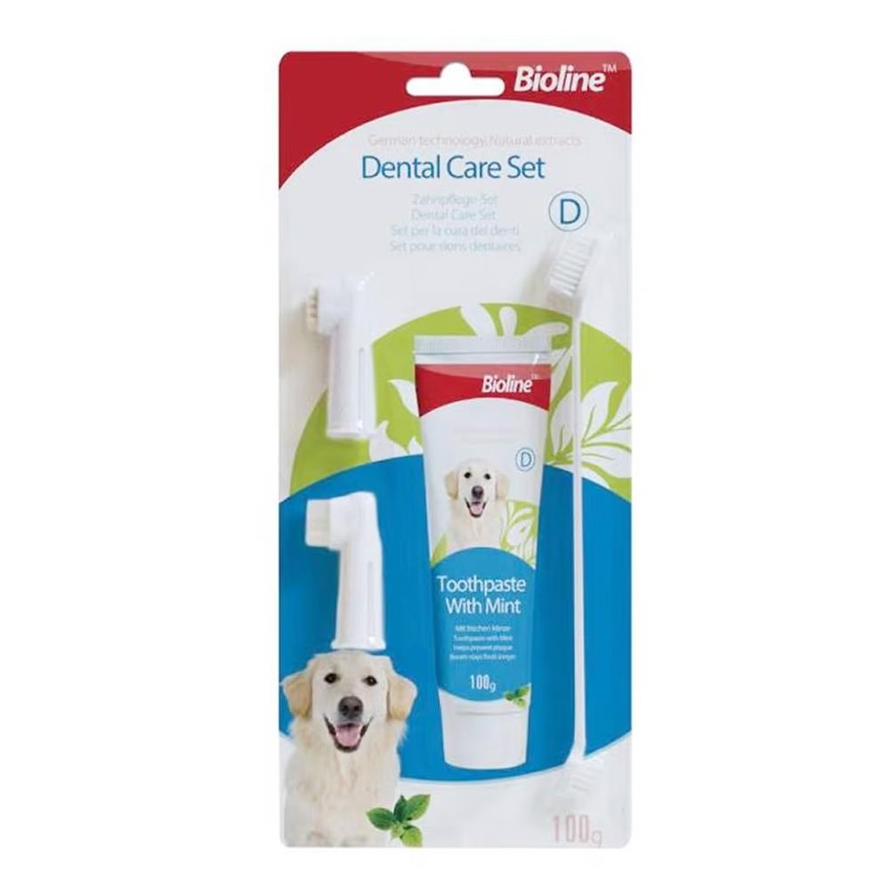 ชุดฝึกแปรงฟันสัตว์เลี้ยง BIOLINE TEETH CARE STARTER MINT 100 ก.
