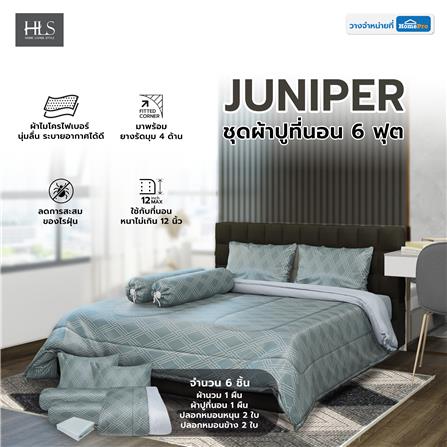 ชุดผ้าปูที่นอน 6 ฟุต 6 ชิ้น HOME LIVING STYLE JUNIPER สีเขียว_6