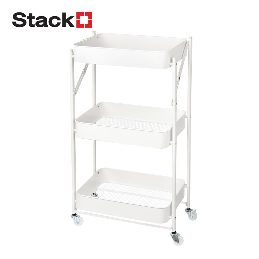 ชั้นวางของพับได้ 3 ชั้น มีล้อ STACKO HAZEL 45x30x77 ซม. สีขาว_1