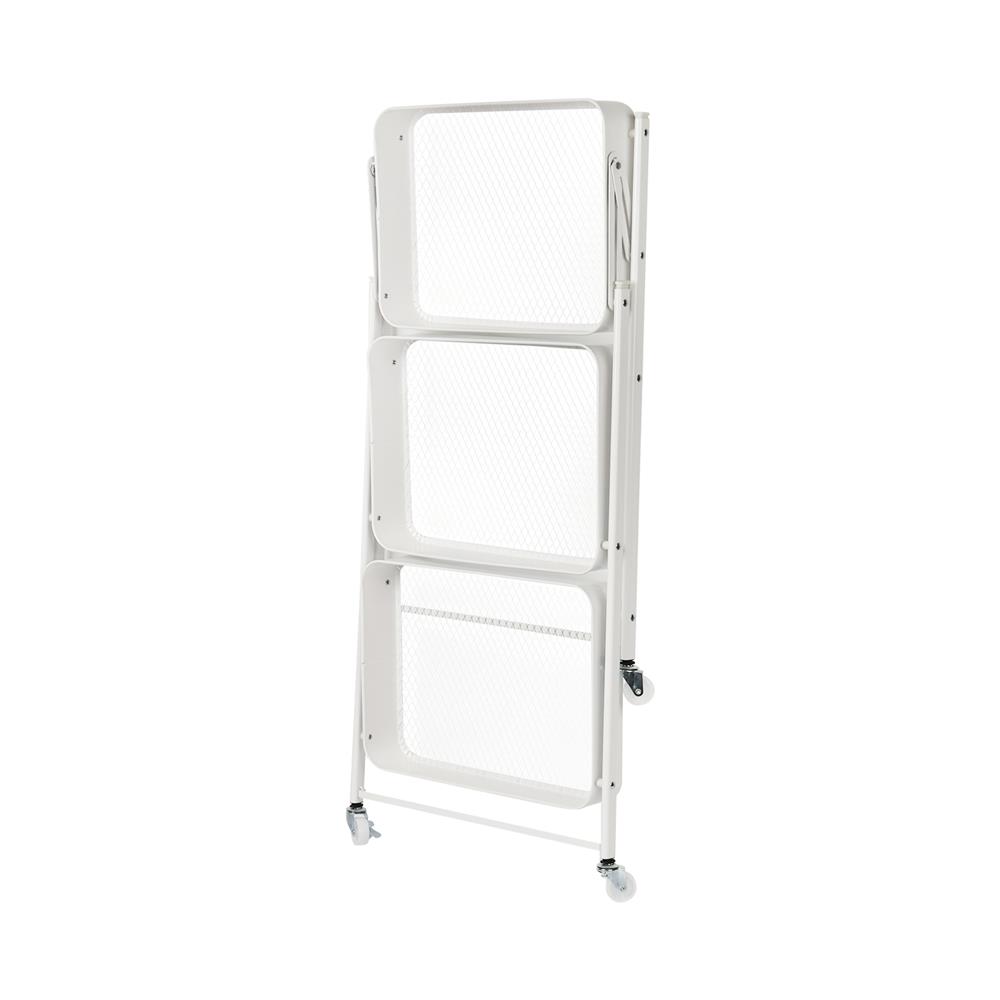 ชั้นวางของพับได้ 3 ชั้น มีล้อ STACKO HAZEL 45x30x77 ซม. สีขาว