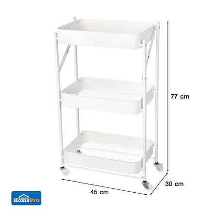 ชั้นวางของพับได้ 3 ชั้น มีล้อ STACKO HAZEL 45x30x77 ซม. สีขาว_8
