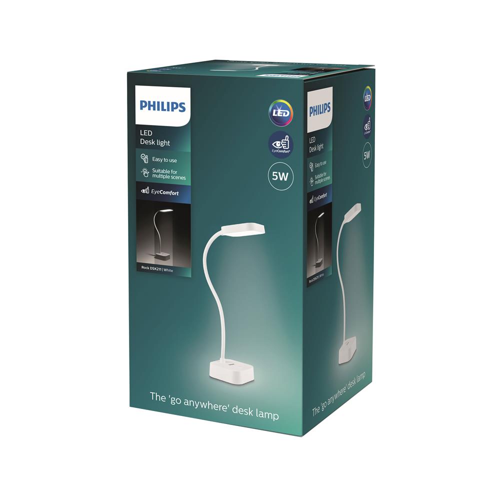 ไฟอ่านหนังสือ LED PHILIPS ROCKDSK211 PT 5 วัตต์ COOL WHITE สีขาว