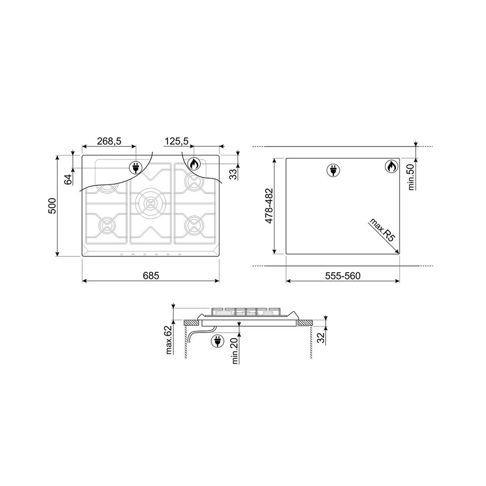 เตาฝังแก๊ส SMEG SRV876AOGH 70 ซม.