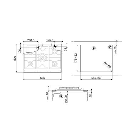 เตาฝังแก๊ส SMEG SR975NGH 70 ซม._3