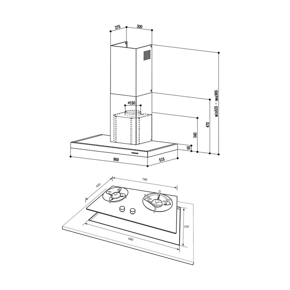 เตาฝังและเครื่องดูดควัน MEX V7812MHR+K633B90