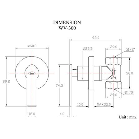 วาล์วฝังกำแพงเดี่ยว HANG WV-300_2