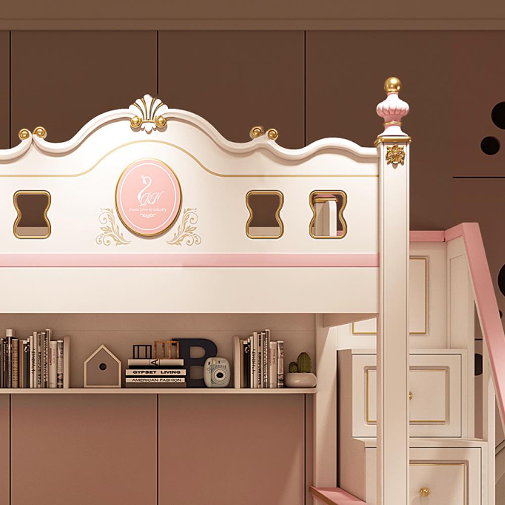 เตียง 2 ชั้น 5 ฟุต DREAM CAR KID QUEEN SLIDER 1007-5 สีชมพู/ขาว