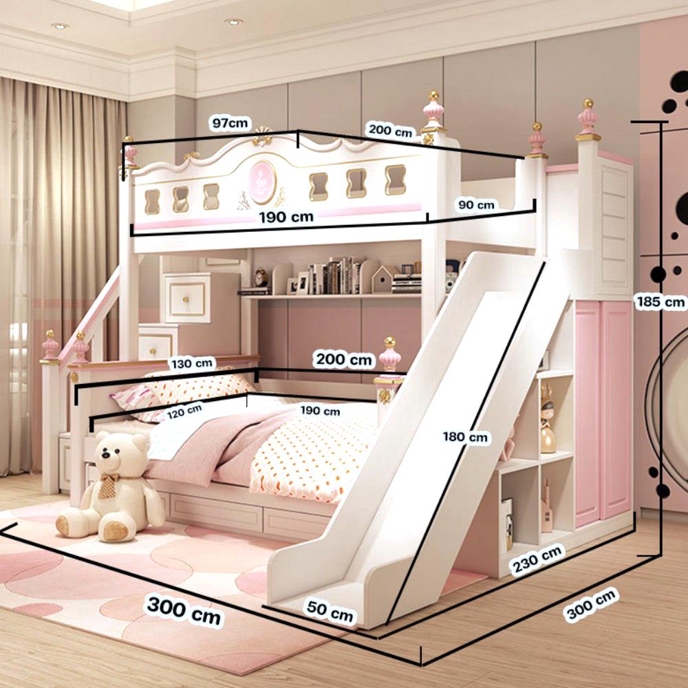 เตียง 2 ชั้น 5 ฟุต DREAM CAR KID QUEEN SLIDER 1007-5 สีชมพู/ขาว